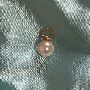 Source Unknown Faux Pearl June Birthstone Pendant with Rhinestone Accents